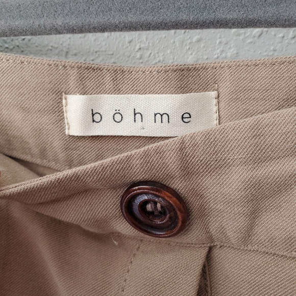 Böhme Tan Knee Pencil Skort wooden buttondown front with pockets side zipper Med - Picture 3 of 8